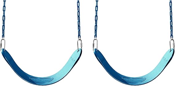Swing-N-Slide WS 4763 Heavy Duty Swing Seat Set of Outdoor Playground Swings with Coated Chains & Quick Links, Blue, Pack of 2