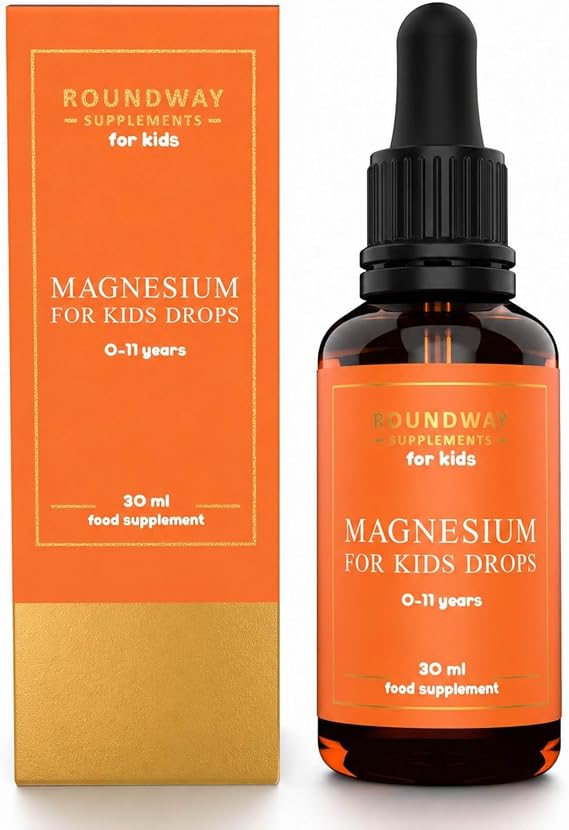 Magnesium for Kids Drops | Supports Sleep & Relaxation, Helps Calm & Focus, Ionic Liquid Supplement for 0-11 Years | Unflavoured, Mix with Water or Milk by Roundway Supplements | Long Supply