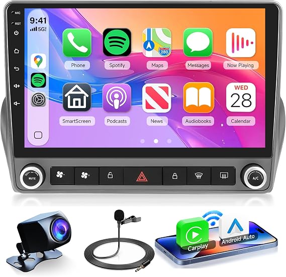 4Core 2G+64G Car Radio for Chevrolet Camaro 2008-2015, Rimoody Car Stereo Android Wireless CarPlay Android Auto 9 inch Touchscreen GPS Navigation WiFi Mirror Link Bluetooth FM/RDS USB + Backup Camera