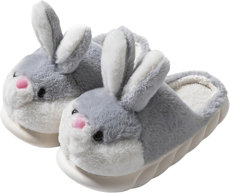 Women slippers Cute animal bunny slippers Soft cosy furry house slippers Warm men winter indoor cotton slippers