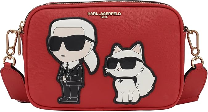 KARL LAGERFELD Women's Maybelle Camera Crossbody, Admiral Red, One Size