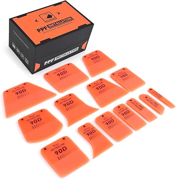 FOSHIO 14PCS PPF Squeegee in Various Shapes, Magnetic PPF Tools for The Front Bumper, Door, Handles Caps and Mirror Covers, Soft TPU Rubber Squeegee Vinyl Wrap Tools in Gift Box Packaging
