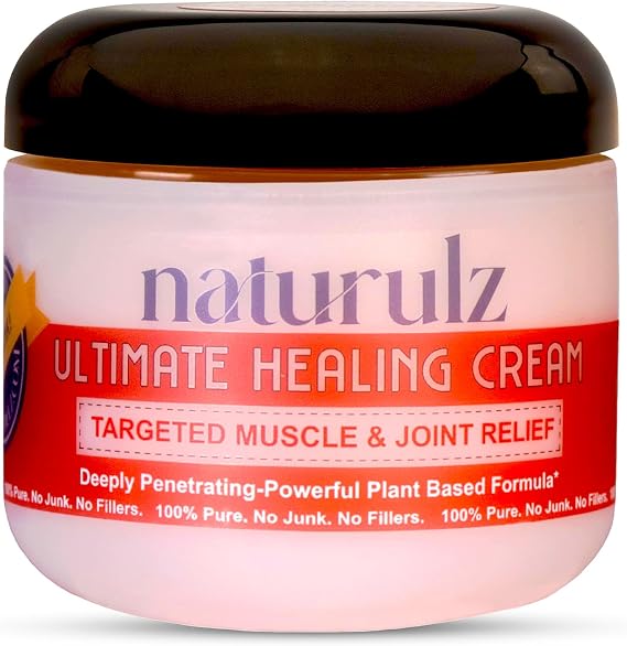 Naturulz Ultimate Healing Cream 4 Ounce All-Natural Muscle Rub & Joint Topical for Back, Neck & Shoulder Discomfort with Arnica, Calendula & Capsaicin. 'NO Junk' Formula.