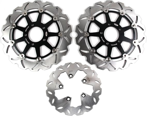 Arashi Front Rear Brake Discs Rotors for Suzuki Hayabusa Gen 1 GSX1300R GSXR 1300 1999-2007 Motorcycle Replacement Accessories GSX-R1300 GSX-R 1300 GSXR1300 Black 2000 2001 2002 2003 2004 2005 2006