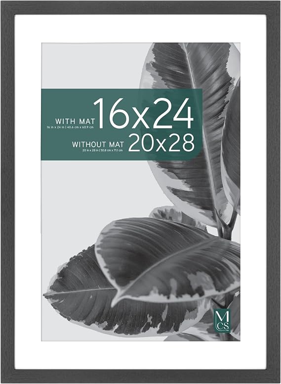 MCS Studio Gallery Poster Frame, 20x28 Matted to 16x24, Black Woodgrain