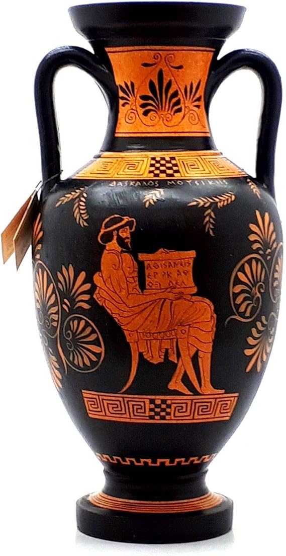 Ancient Greek Vase Red Figure Amphora Teacher of Music & Athena 12.6''