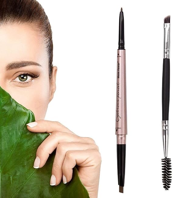 HeyBeauty Eyebrow Pencil with Brow Brush, Double Ended Eyebrow Pen, Automatic Makeup Cosmetic Tool (Khakl Coffee)