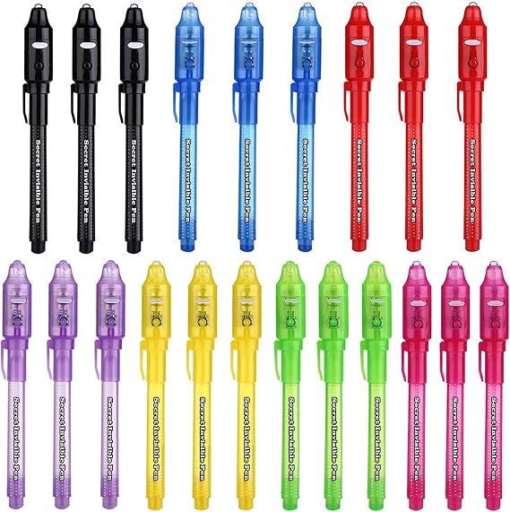 SCStyle Invisible Ink Pen 21Pcs With UV Light Party Favors for kids,Spy Pen