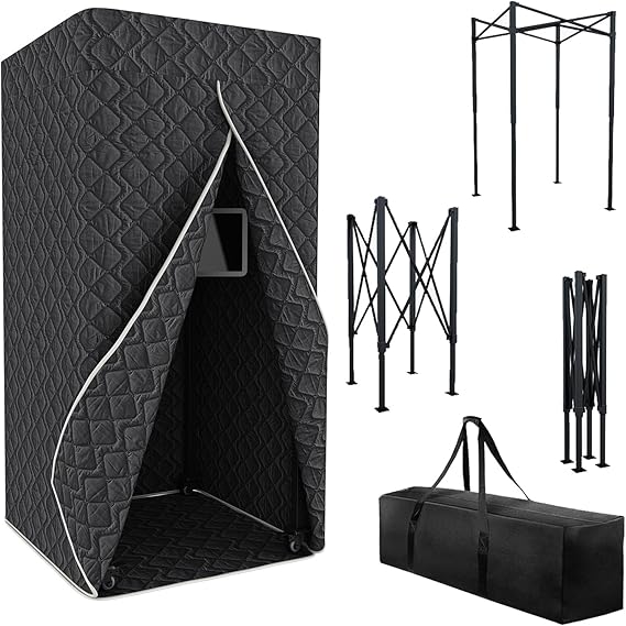 Portable Foldable Recording Vocal Booth Studio Equipment for Crisp Dry Echo Free Vocals at Home & On the Road - Easy to Assemble & Travel Bag Included (Plus, Black)