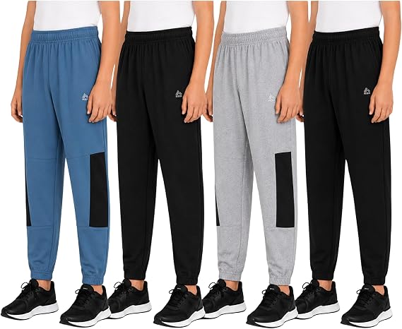 RBX Boys 4-Pack Performance Fleece Joggers with Elastic Waistband (8-16)