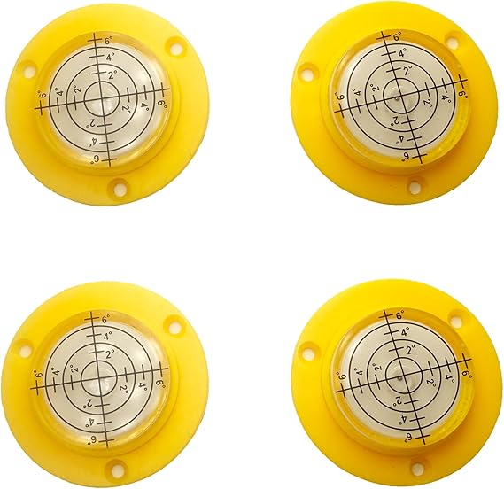 4Pcs Small Spirit level,2" High Accuracy Plastic Pocket Bullseye Bubble Spirit Leveler Rv leveling Tool with Mounting Hole for Camper,Picture Hanging,Photographers,Level Phono Turntables