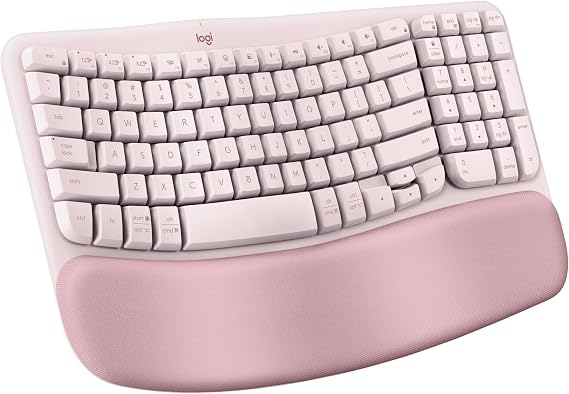 Logitech Wave Keys Ergonomic Wireless Keyboard with Palm Rest - Rose