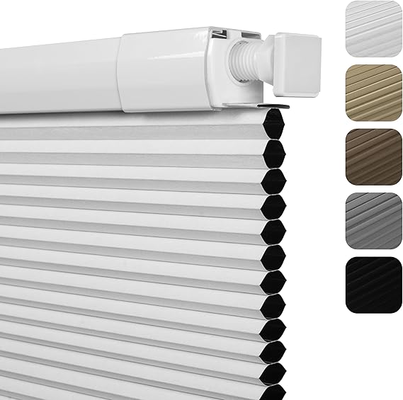 No Drill Blackout Cellular Shades,White,70" W x 48" H