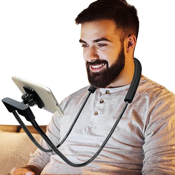 Phone Holder for Bed, Upgraded Neck Phone Holder Lazy Phones Stand 360Rotation Gooseneck Phone Support Hands Free for 4-10in Phones (Black)