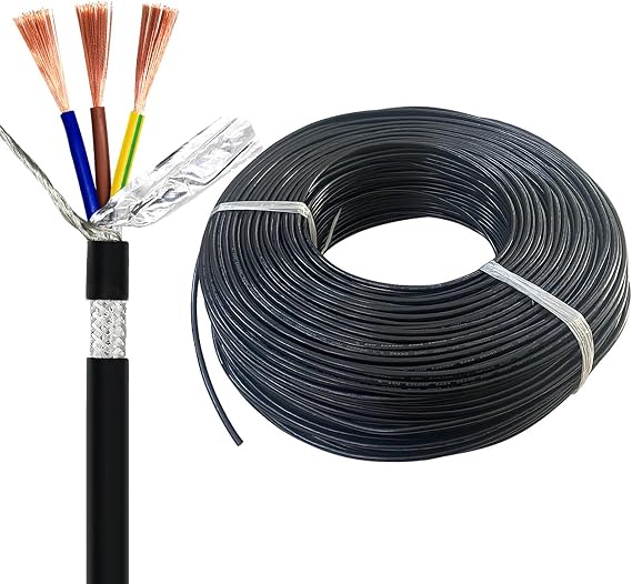 3 Core RVVP Shielded Cable Pure Copper Wire - 30.5/0.75/1.0/1.5/2.5/4.0mm2 (15ft/30ft/100ft) 300V CE Certified Anti-Interference Cable For Audio, Broadcast, Alarm Systems(100ft,3c-1.5mm2)