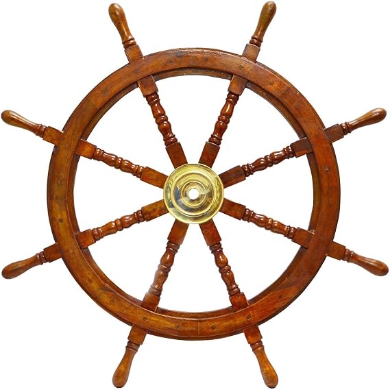 Nagina International Vintage Armour Store Ship Wheel Ships Steering Wheel Boat Wheel Pirate Ship Wheel Captains Wheel Nautical Decor Wooden Ship Wheel (36 inch Dia)