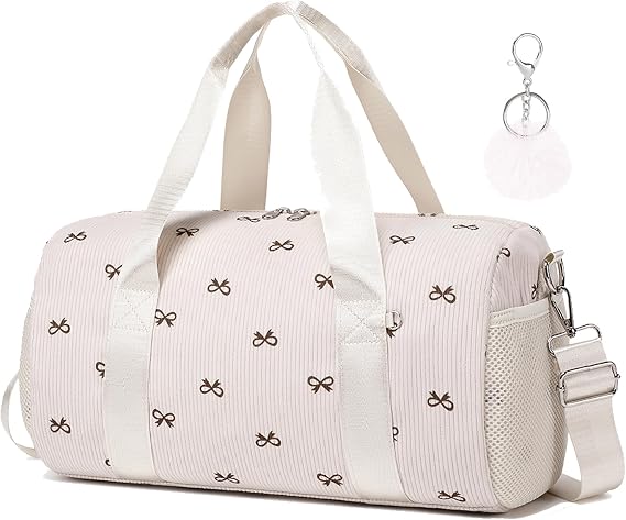 Jumpopack Dance Ballet Bag for Girls 4-6 Ballerina Gymnastic Bag Toddler Small Duffle Dance Bags for Little Dancers,Bow Corduroy Material,14"*8.26"*8.26"