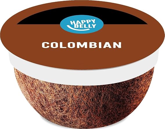 Amazon Brand - Happy Belly Colombian Compostable Coffee Pods (Medium Roast), Compatible with K-Cup Brewer, 96 Count