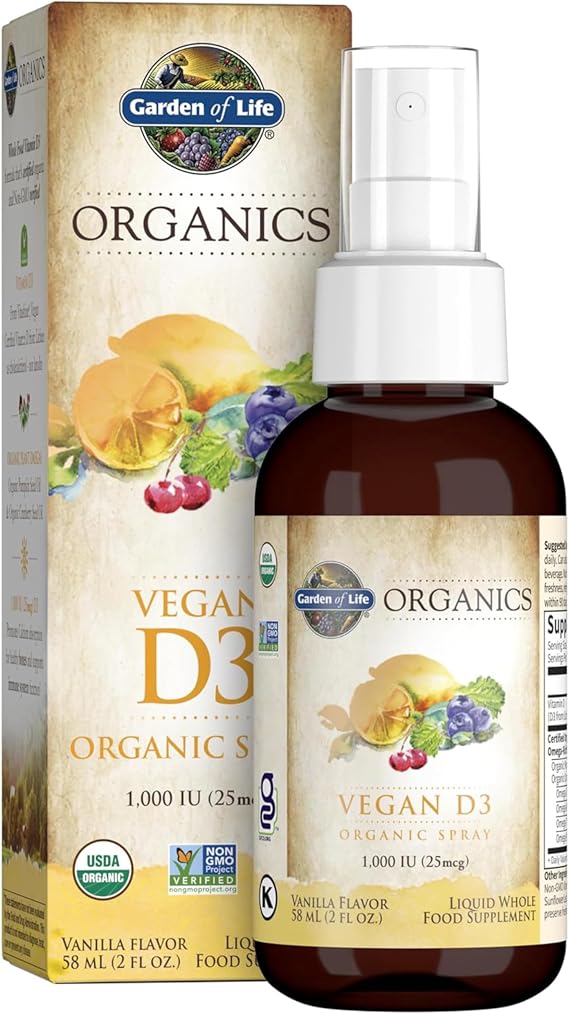 Garden of Life Organics Vegan Vitamin D3 Spray, Vanilla Flavor, 2 Fl Oz