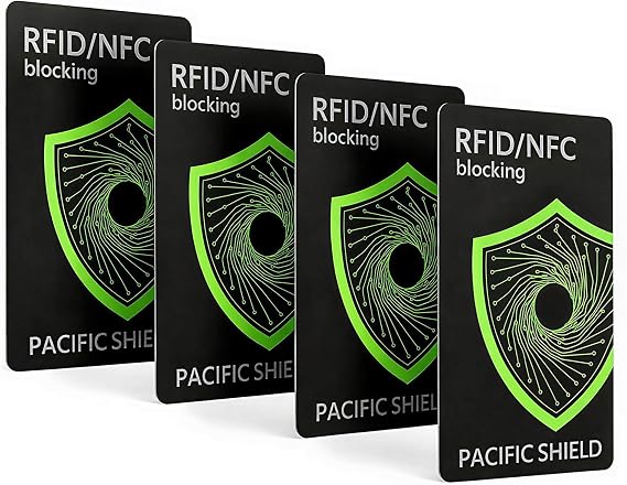 Pacific Shield RFID Blocking Card, 4 Pack, Contactless Wallet Protector
