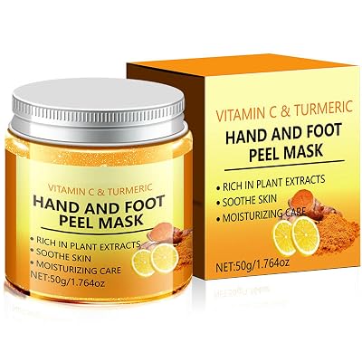 Vitamin C & Turmeric Hand and Foot Peel Mask - Moisturizing Hydrating Exfoliating Hand Film Hands Wax Peeling Masks Milk Honey for Dry Rough Cracked Skin Care for Women and Men, 50g  1.76Oz