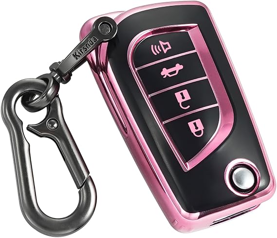 Kirsnda for Toyota Key fob Cover, Soft TPU Protection Case with Keychain
