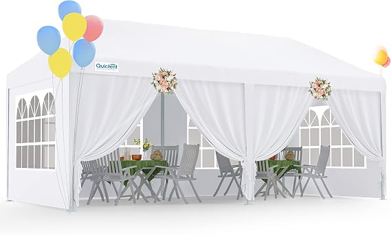 Quictent 10x20 Party Tent Gazebo Wedding Canopy Tent for Parties BBQ Shelter Pavilion with Removable Church Sidewalls & Elegant Church