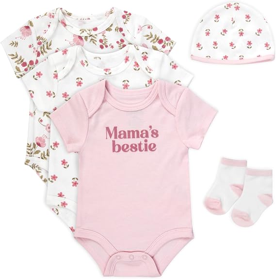 Baby Essentials Baby Girls 5 Piece Bodysuit Set