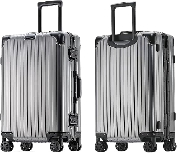 20 Inch All Aluminum Carry On Luggage, Aluminum Hard Shell Zipperless Suitcase with TSA Lock, Small Carry On Suitcase for Short Trips