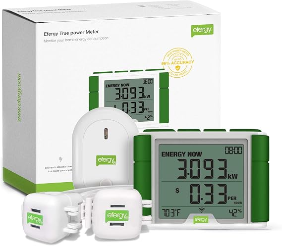 Efergy True Power Meter - Measures Voltage and Phase for Higher Accuracy No Wi-Fi Required.