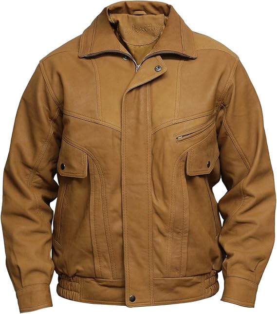 BRANDSLOCK Mens Genuine Leather Jacket Bomber