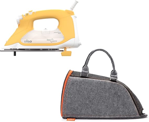 Oliso TG1600 Pro Plus 1800 Watt SmartIron with Auto Lift | Diamond Ceramic-Flow Soleplate Steam Iron (Yellow) + Oliso Carry Bag for full-size irons