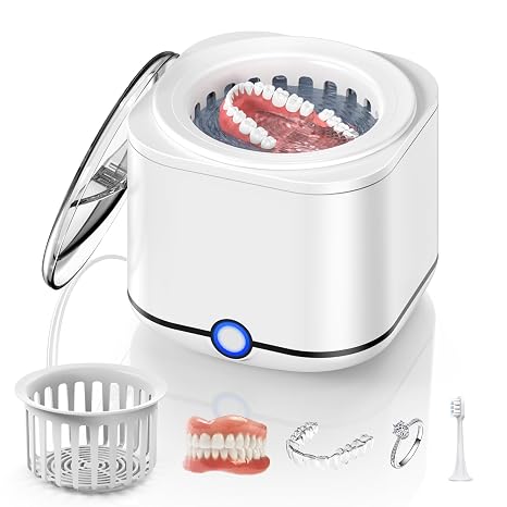 Miorcols Ultrasonic Retainer Cleaner Machine, 48kHz Denture Cleaner Machine