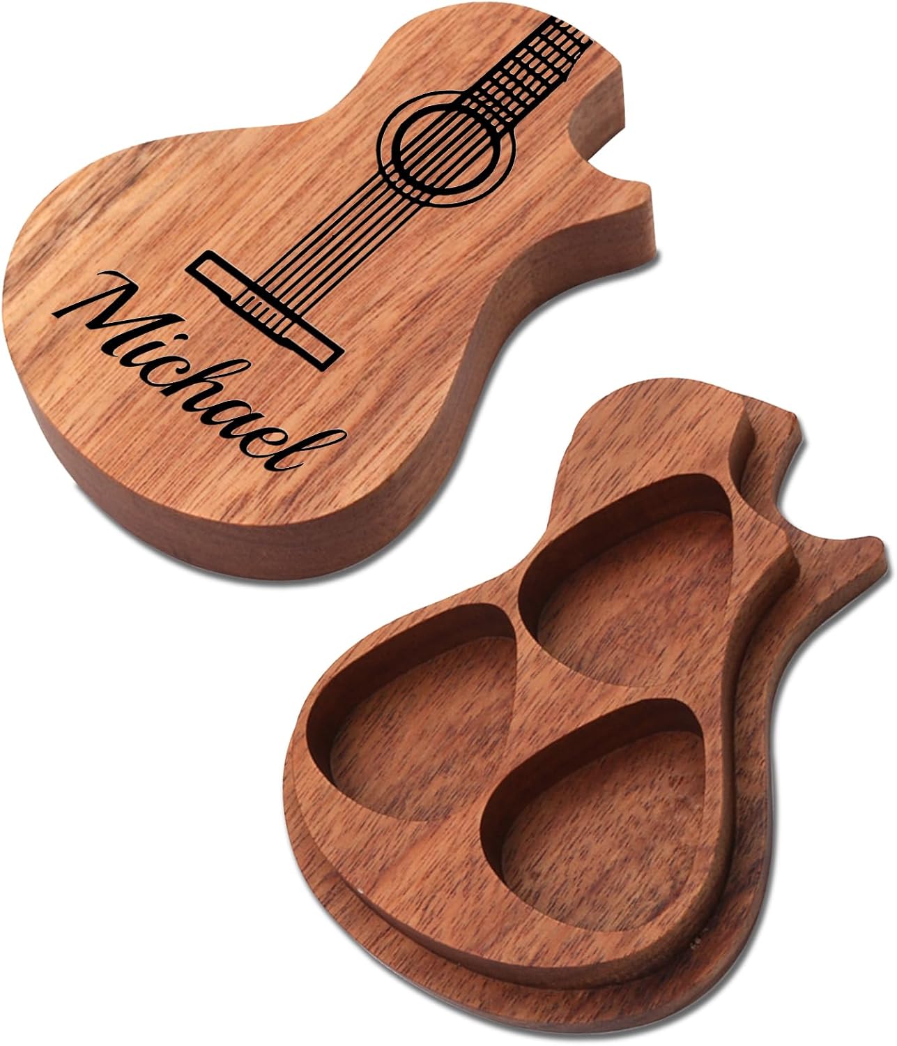 Personalized Guitar Pick Case，Customisable Guitar Pick Holder,Engravable Wooden Guitar Pick Holder,The Perfect Guitar Gift for a Guitar Pick Holder.(Only Guitar Pick case)