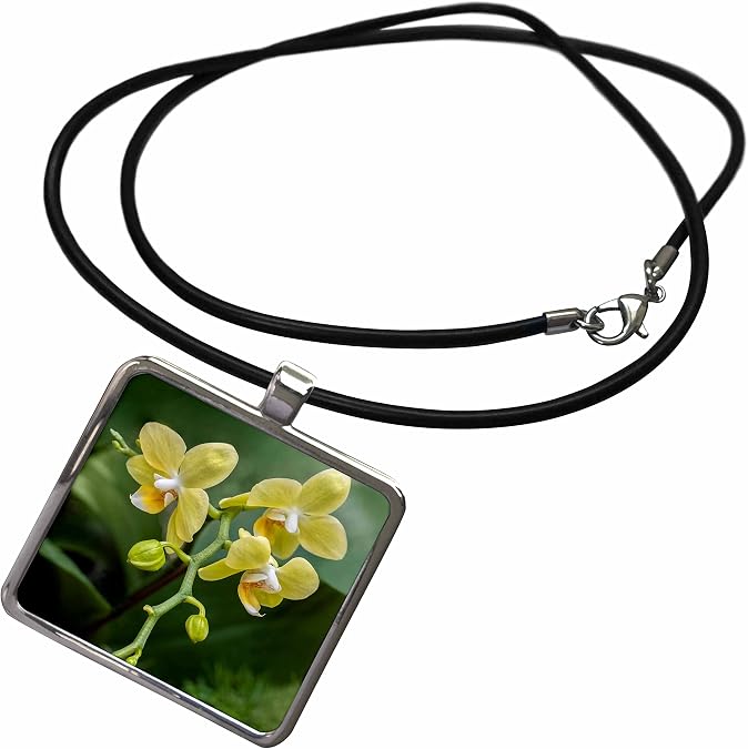 3dRose Moth Orchid. Necklace With Rectangle Pendant