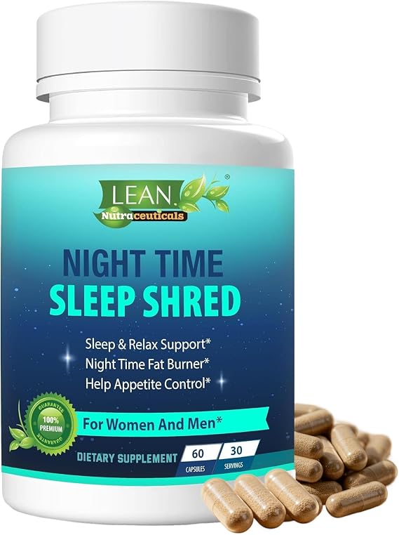 Weight Loss Pill Night Time Sleep Shred Fast Fat Burner, Appetite Suppressant Aid Carb Blocker Metabolism Booster Support Supplement for Women Men with Melatonin White Kidney Bean Ashwagandha 60 Caps