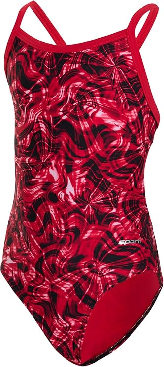 Sporti Girls' Athletic Thin Strap One-Piece Swimsuit, Bathing Training Suit
