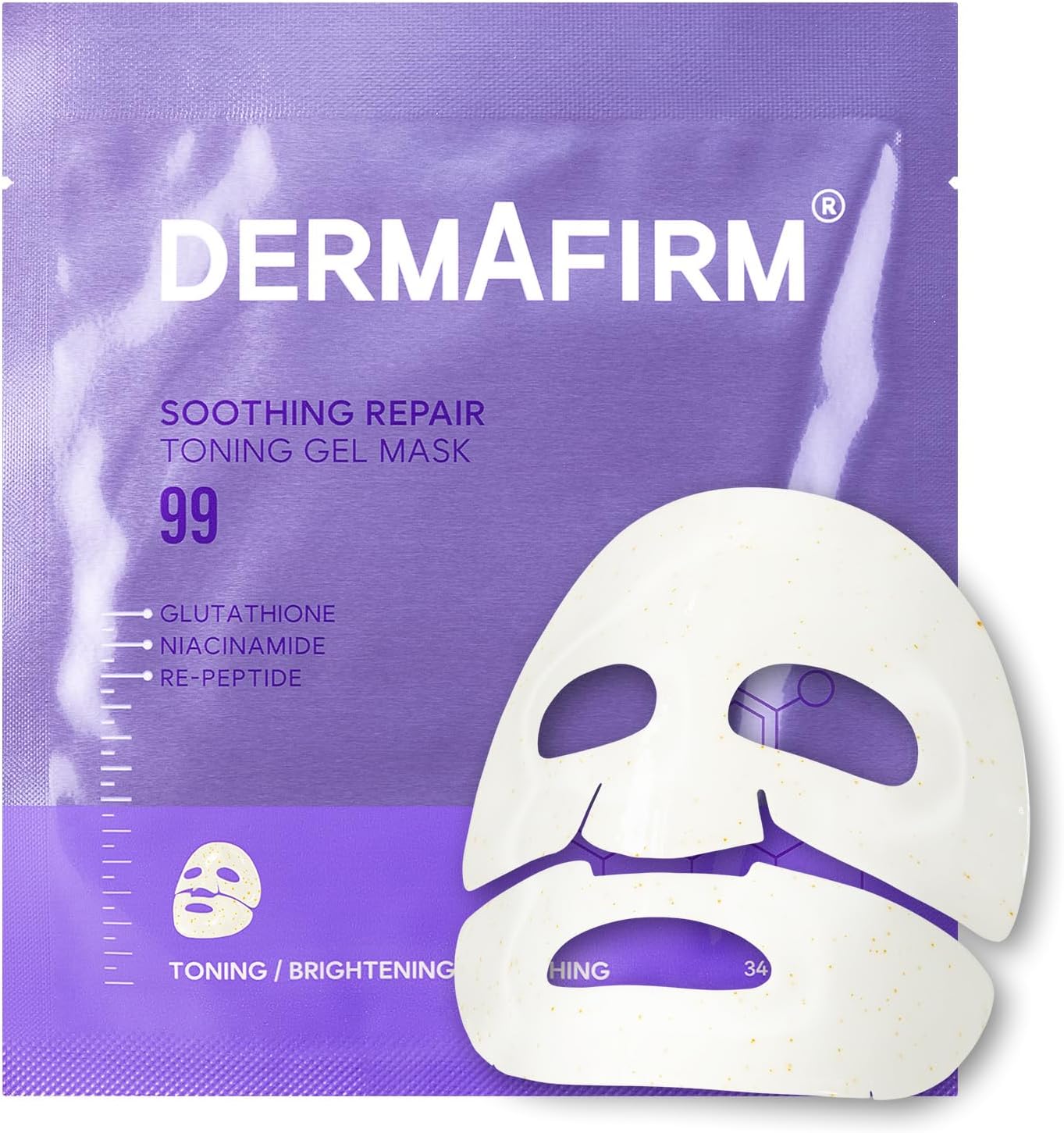 Dermafarm R4 Soothing Repair Toning Gel Mask Pack 4 Pieces Sleeping Mask, Night Care, High Purity Glutathione Niacinamide Glutathione Capsule, Hyaluronic Acid, Long Time, Sensitive Skin, Korean