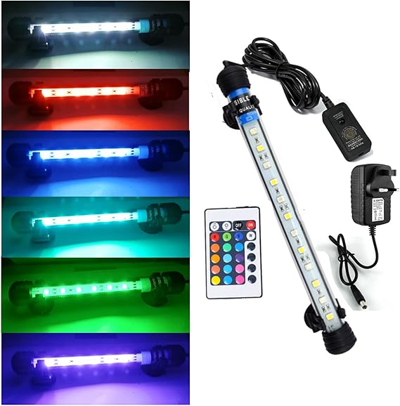 Submersible Fish Tank Light,Submersible Aquarium Light Marine LED Aquarium Light RGB Multicolor Underwater for Reef Plant Fish Tank (28CM) [Energy Class A]