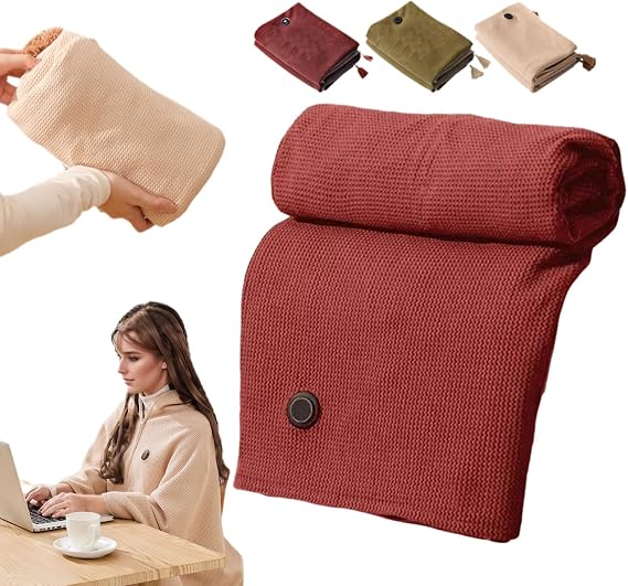 Portable Heated Shawl, 2026 New Portable Heated Blanket Shawl Wraps for Women, Cordless Heated Blanket with 3 Heating Levels for Home Camping Travel Red