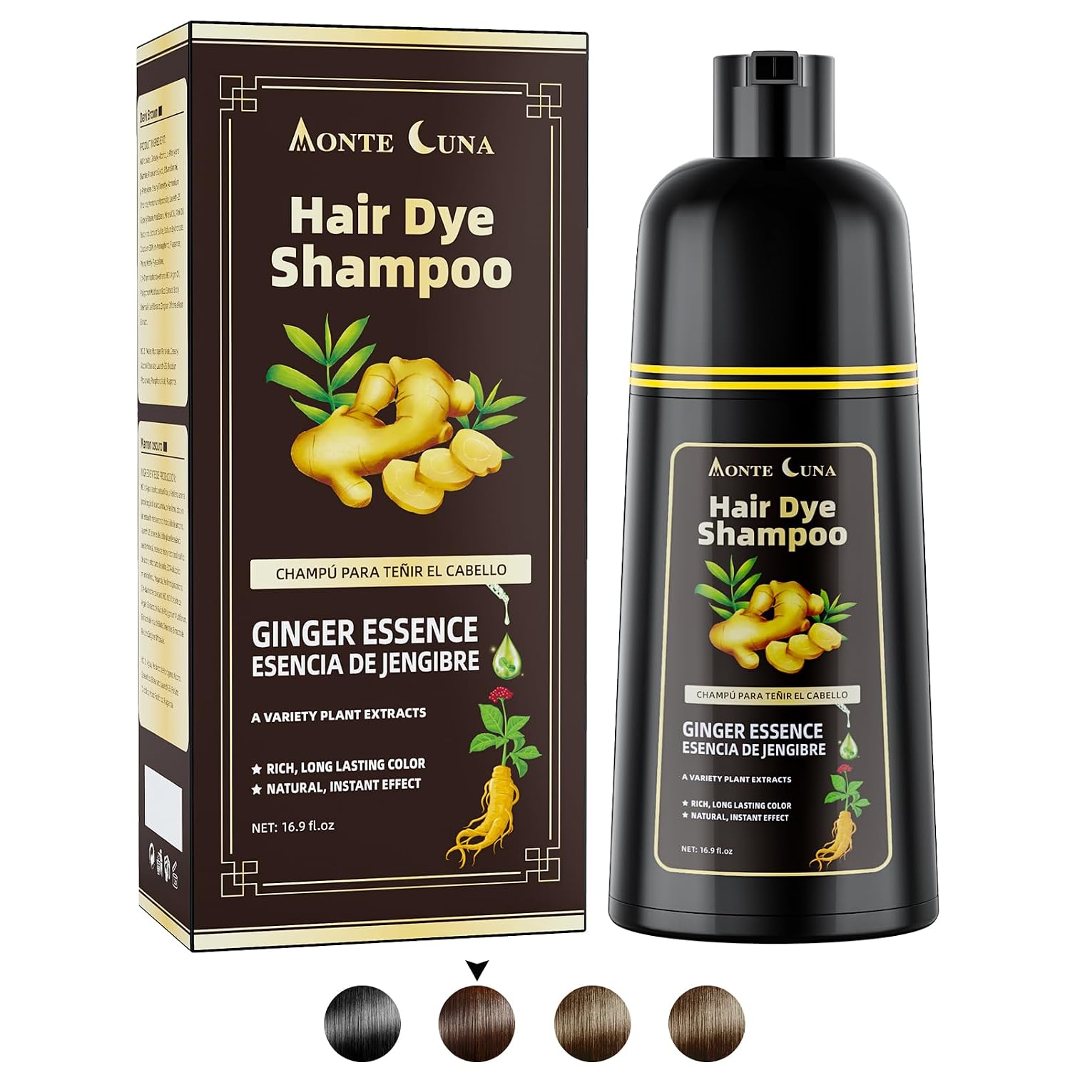 Dark Brown Hair Dye Shampoo 3 In 1,Hair Color Shampoo for Gray Hair Cover,Natural Hair Dye Shampoo for Gray Hair,Herbal Ingredient Natural Shampoo Hair Dye for Women & Men (Dark Brown 500ml)