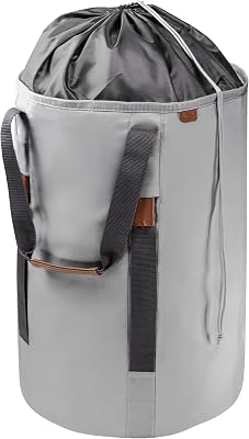 CleverMade Laundry Backpack Duffel Bag with Shoulder Straps - 62L  16 Gal XL,Gray Shadow Gray,Drawstring Closure for Travel Clothes Gym College Dorm