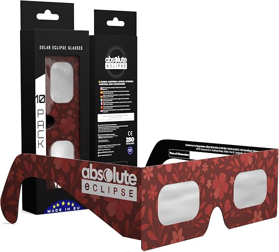 Solar Eclipse Glasses ISO 12312-2 & CE Certified – Safe Solar Viewing for Direct Sun & August 2026 Eclipse | Paper Cardboard Frame, Made in EU | For Kids & Adults