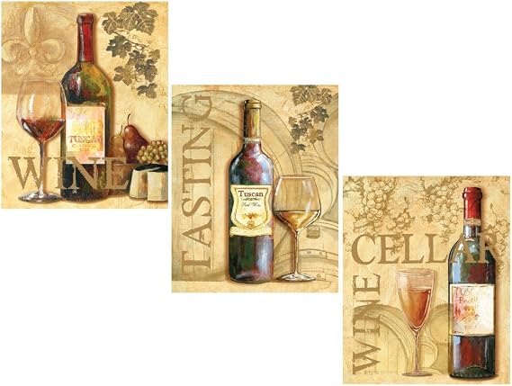 3 Wine Grape Art Prints Tuscany Posters Kitchen Decor Art Poster Print by Ron Jenkins, 8x10