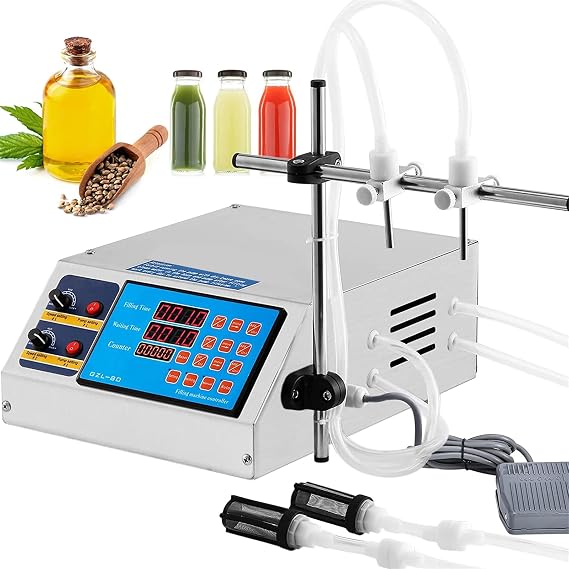 3-3000ml Liquid Filling Machine, Double Head Bottle Filler Machine Fully Digital Control Diaphragm Pump for Juice Cosmetic Essence Oil