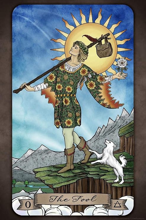 Laminated The Fool Tarot Card by Brigid Ashwood Luminous Tarot Deck Major Arcana Witchy Decor New Age Diversity Poster Dry Erase Wall Art 12x18