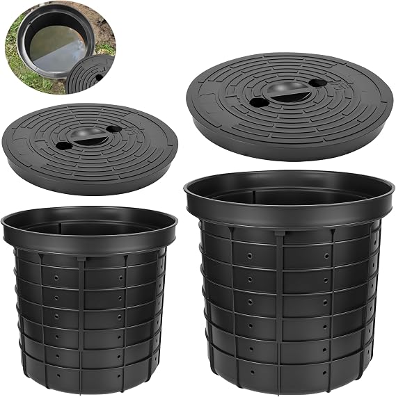 2-Pack Perforated Sump Pump Basin and Lid Set