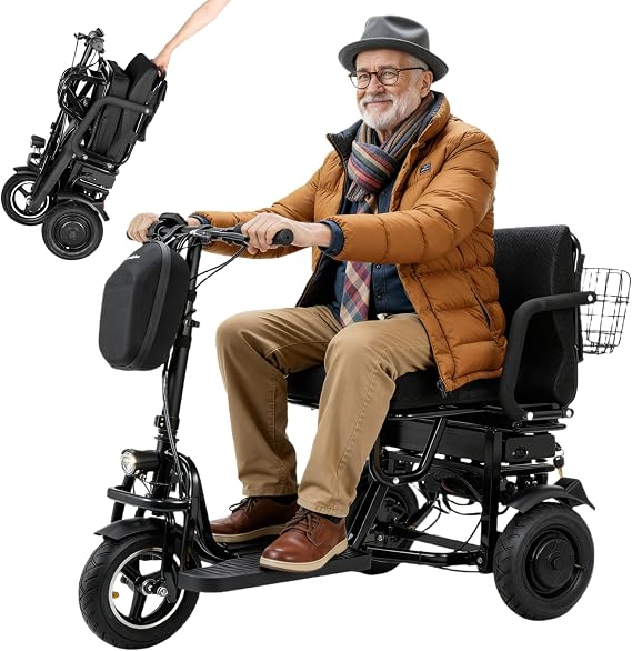 3 Wheel Mobility Scooter for Seniors Adults, 700W 48V10AH Lithium 300 lbs Electric Mobility Scooters Foldable, Travel Folding Scooters Lightweight, Collapsible Handicap Elderly Scooter