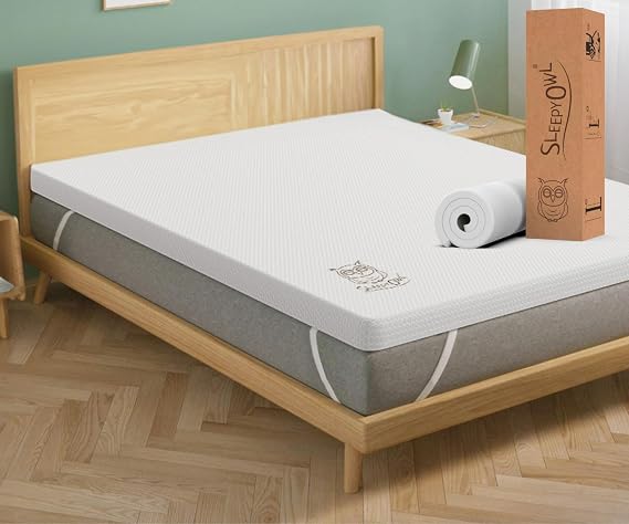 Sleepy Owl 4 Inch Gel Memory Foam Mattress Topper, Super King Bed