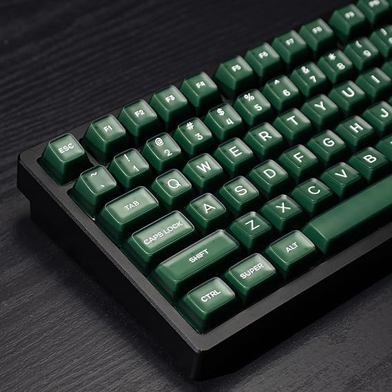 Sumgsn 142 Keys PBT Doubleshot RSA Keycaps Dark Green Translucent Keycaps Set Fit for 61/64/87/104/108 Cherry Mx Switches ISO ANSI Mechanical Keyboard